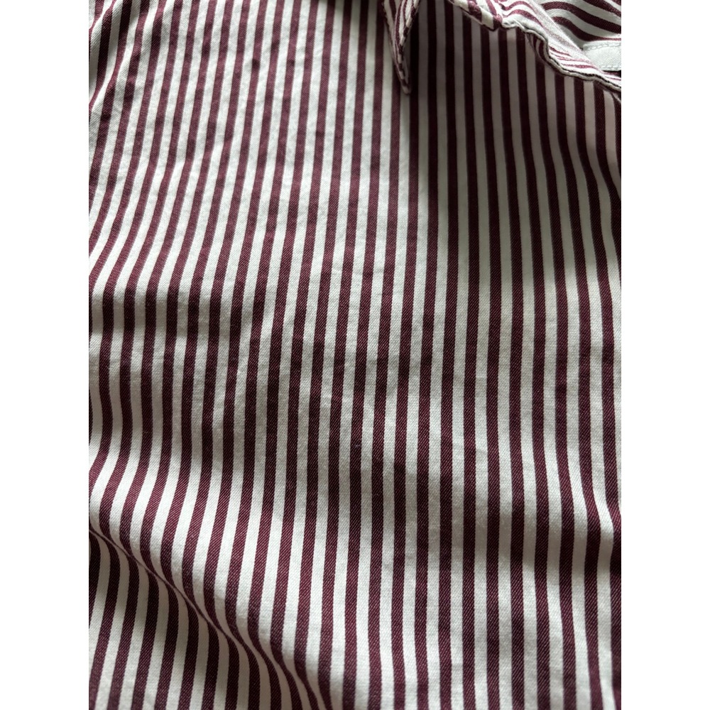 J Jill button Down Tunic Women XLT Burgundy White Stripe Career Classic Preppy - Picture 6 of 8